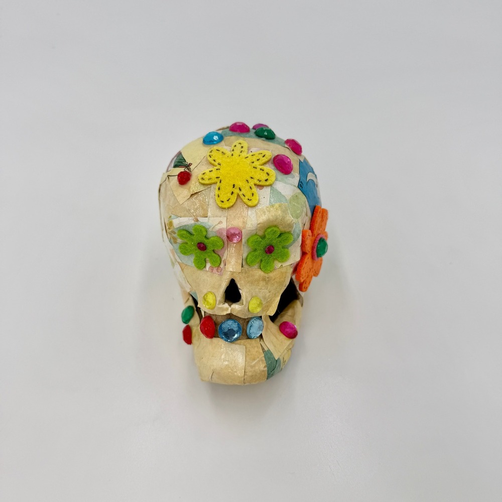Handmade Loteria Papier Mache Sugar Skull Calavera Folk Art Rhinestone - Picture 5 of 8
